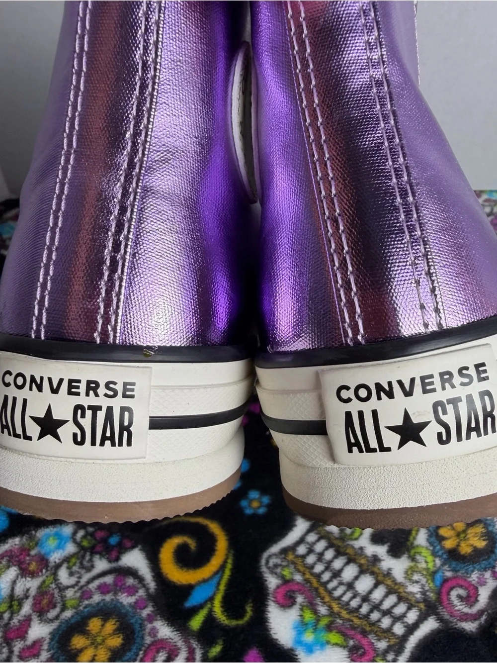 Converse Metallic Purple High-Top Kids Sneakers